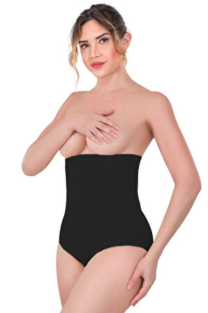 SİYAH   Yüksek Bel Çıtçıtlı Slip Korse