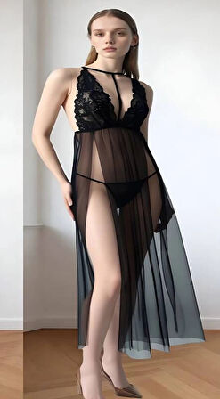 Venlisa Dantel Detaylı Uzun Gecelik V2500