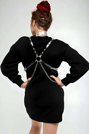 Şık  Şeffaf Kemer ve Choker Takım