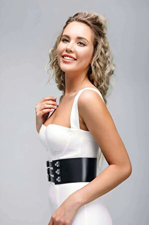 Tokalı Şık Deri Kemer, Elbise Üzeri Deri Kemer