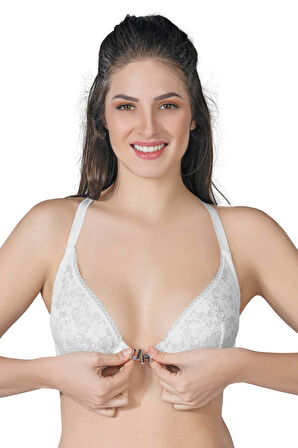 EKRU   C Önden Açılır Balenli Sporcu Sütyen