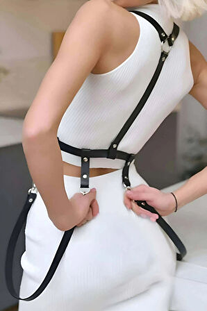 Elbise Üzeri Askılı Deri Kemer Harness