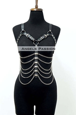Büyük Beden Zincirli Göğüs Harness  _S