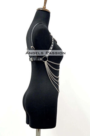 Büyük Beden Zincirli Göğüs Harness  _S