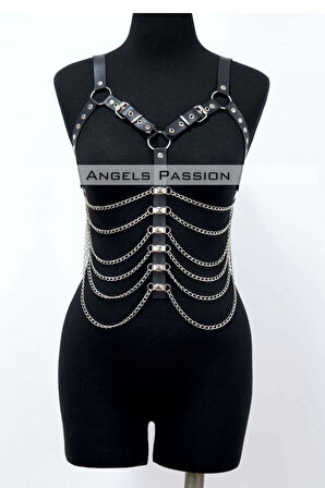 Büyük Beden Zincirli Göğüs Harness  _S