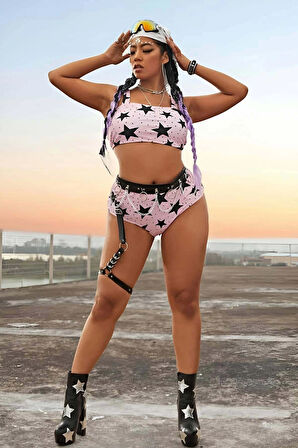 Bel ve Bacak Bağlantılı Zincir Detaylı Şık Bacak Harness