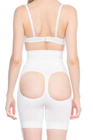 BEYAZ   Popo Açık Masajlı Boxer Korse