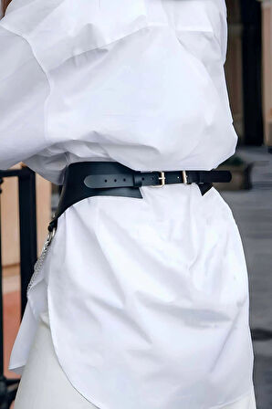 Şık Deri Zincirli Kemer, Elbise Kemeri, Zincirli Tarz Gömlek Kemeri