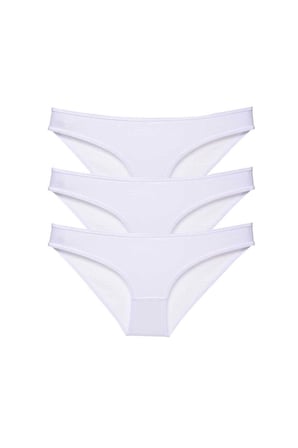 3 adet Süper Eko Set Likralı Kadın Slip Külot Beyaz
