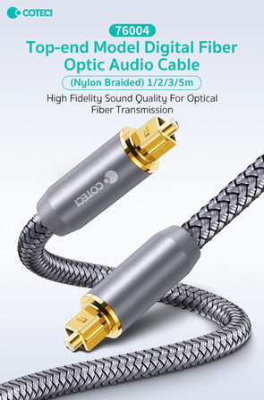 Premium Akustik Ev Sineması Kablo COTECi 1M Fiber Optik Ses Kablosu