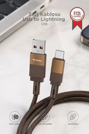 Şarj Kablosu Usb to Lightning Data Kablo U18 Teknolojik Ürün Ekipman Günlük Aksesuar