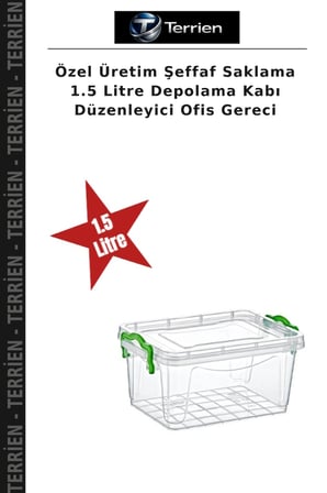 Özel Üretim Şeffaf Saklama 1.5 Litre Depolama Kabı Düzenleyici Ofis Gereci