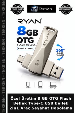 Özel Üretim 8 GB OTG Flash Bellek Type-C USB Bellek 2in1 Araç Seyahat Depolama
