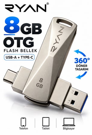 Özel Üretim 8 GB OTG Flash Bellek Type-C USB Bellek 2in1 Araç Seyahat Depolama