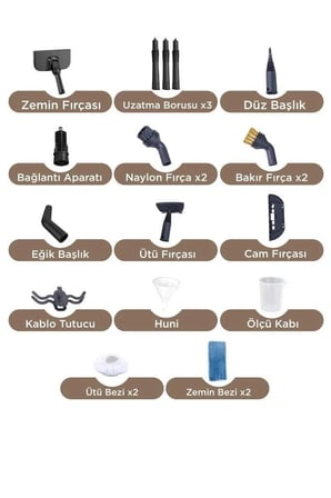 Premium Zemin Temizliği Pratik Cihaz Buharlı Temizleyici TSC01 Gri