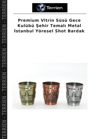 Premium Vitrin Süsü Gece Kulübü Şehir Temalı Metal İstanbul Yöresel Shot Bardak