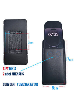 17cm Kemere Takılan Telefon Kılıfı Dik Bel Kemer Kılıfları Kapaklı Mıknatıslı 17 x 8 Cm