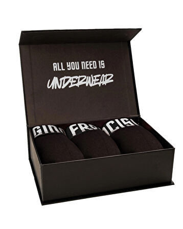 SİYAH Premium Kutulu 3'lü Erkek Boxer