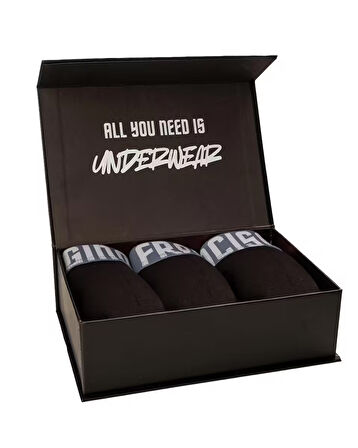 GRİ Premium Kutulu 3'lü Erkek Boxer