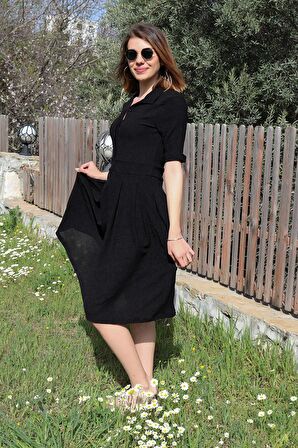 Barbora Günlük Yazlık Ofis Kadın Elbisesi 208siyah