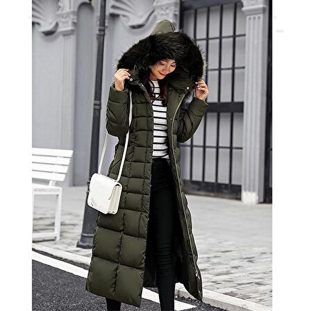 Barbora Günlük Kışlık Tam Boy Şişme Kadın Mont bttr180haki