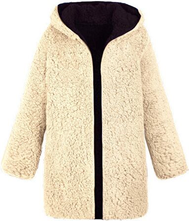 Barbora Peluş Çift Taraflı Kışlık Kadın Tüylü Ceket ws04krem