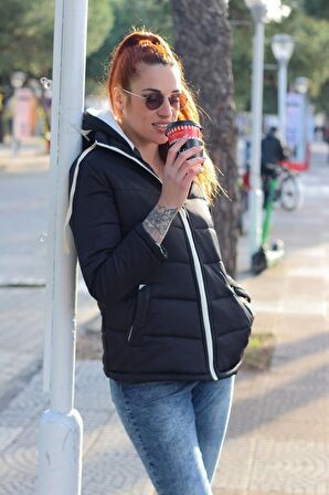 Barbora Günlük Şık Kapüşonlu Kışlık Kadın Şişme Mont 811siyah12