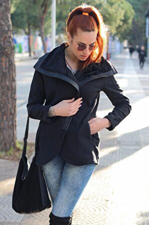 Barbora Kaşmir Yaka Kadın Kaban 821siyah16