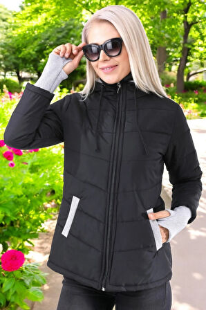 Su Geçirmez Günlük Kısa Rahat Şişme Kadın Mont