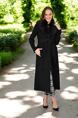 Kışlık Kürk Yaka Kaşmir Kaşe Kaban