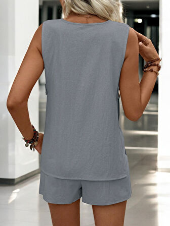 Şortlu İkili Keten Takım