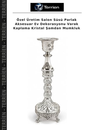 Özel Üretim Salon Süsü Parlak Aksesuar Ev Dekorasyonu Varak Kaplama Kristal Şamdan Mumkluk