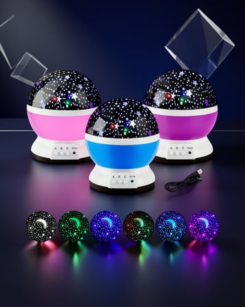 Işıklı Yıldız Projeksiyon Lambası Mavi Mor