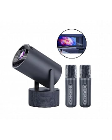 Bluetooth Hoparlörlü Akıllı Projektör Kablosuz Karaoke Mikrofonlu