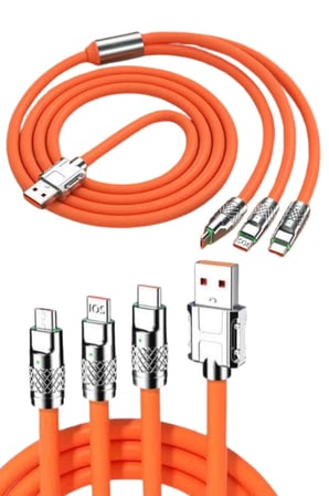 120W 3 İn 1 Uyumlu Silikon Şarj Kablosu Hızlı Şarj Kablosu -