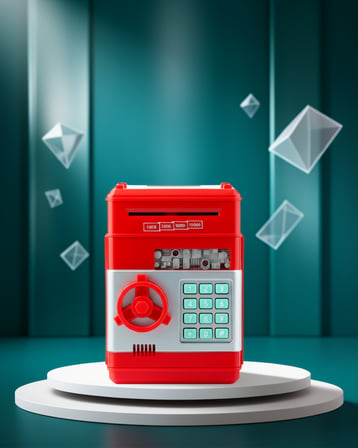 Kırmızı ATM Tasarımlı Şifreli Para Kasası
