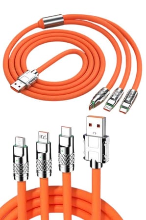 120W 3 İn 1 Uyumlu Silikon Şarj Kablosu Hızlı Şarj Kablosu -