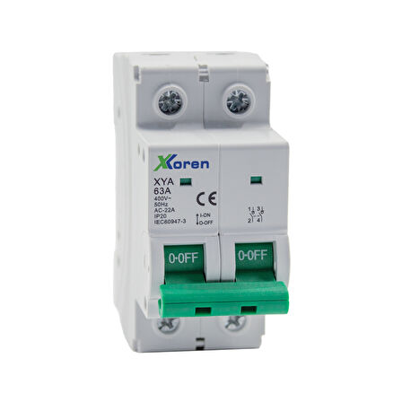 XKOREN 32A 2 Kutuplu Yük Ayırıcı Anahtar (Isolator) (6 Adet)