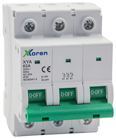 XKOREN 80A 3 Kutuplu Yük Ayırıcı Anahtar (Isolator) (4 Adet)