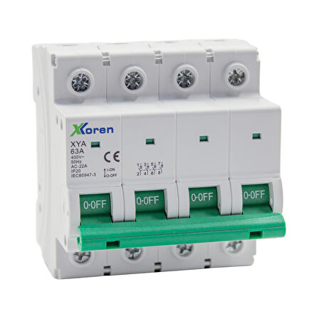 XKOREN 80A 4 Kutuplu Yük Ayırıcı Anahtar (Isolator) (3 Adet)