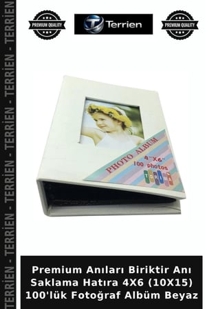 Premium Anıları Biriktir Anı Saklama Hatıra 4X6 (10X15) 100'lük Fotoğraf Albüm Beyaz