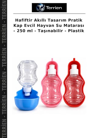 Hafiftir Akıllı Tasarım Pratik Kap Evcil Hayvan Su Matarası - 250 ml - Taşınabilir - Plastik