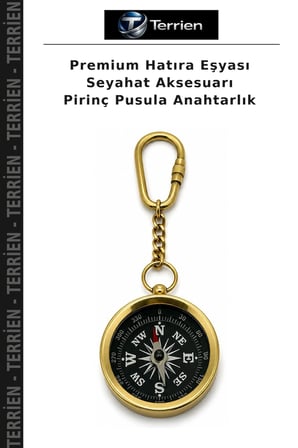 Premium Hatıra Eşyası Seyahat Aksesuarı Pirinç Pusula Anahtarlık