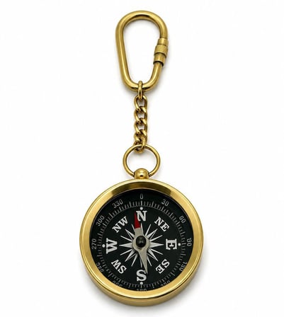 Premium Hatıra Eşyası Seyahat Aksesuarı Pirinç Pusula Anahtarlık