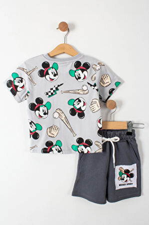 Mickey Mouse Baskılı Erkek Çocuk Şortlu Alt Üst Takım