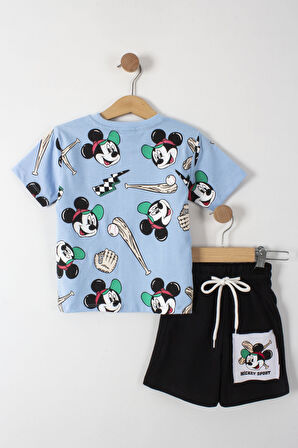 Mickey Mouse Baskılı Erkek Çocuk Şortlu Alt Üst Takım