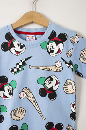 Mickey Mouse Baskılı Erkek Çocuk Şortlu Alt Üst Takım