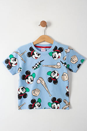 Mickey Mouse Baskılı Erkek Çocuk Şortlu Alt Üst Takım