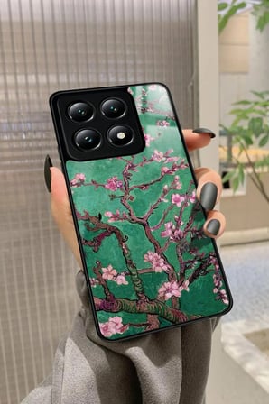 Xiaomi Mi 14T Pro Uyumlu Van Gogh Yeşil Ağaç Tablo Tasarımlı Parlak Silikon Kılıf