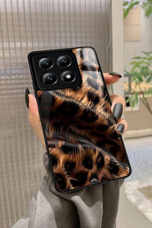Xiaomi Mi 14T Pro Uyumlu Kahverengi Leopar Tasarımlı Parlak Silikon Kılıf